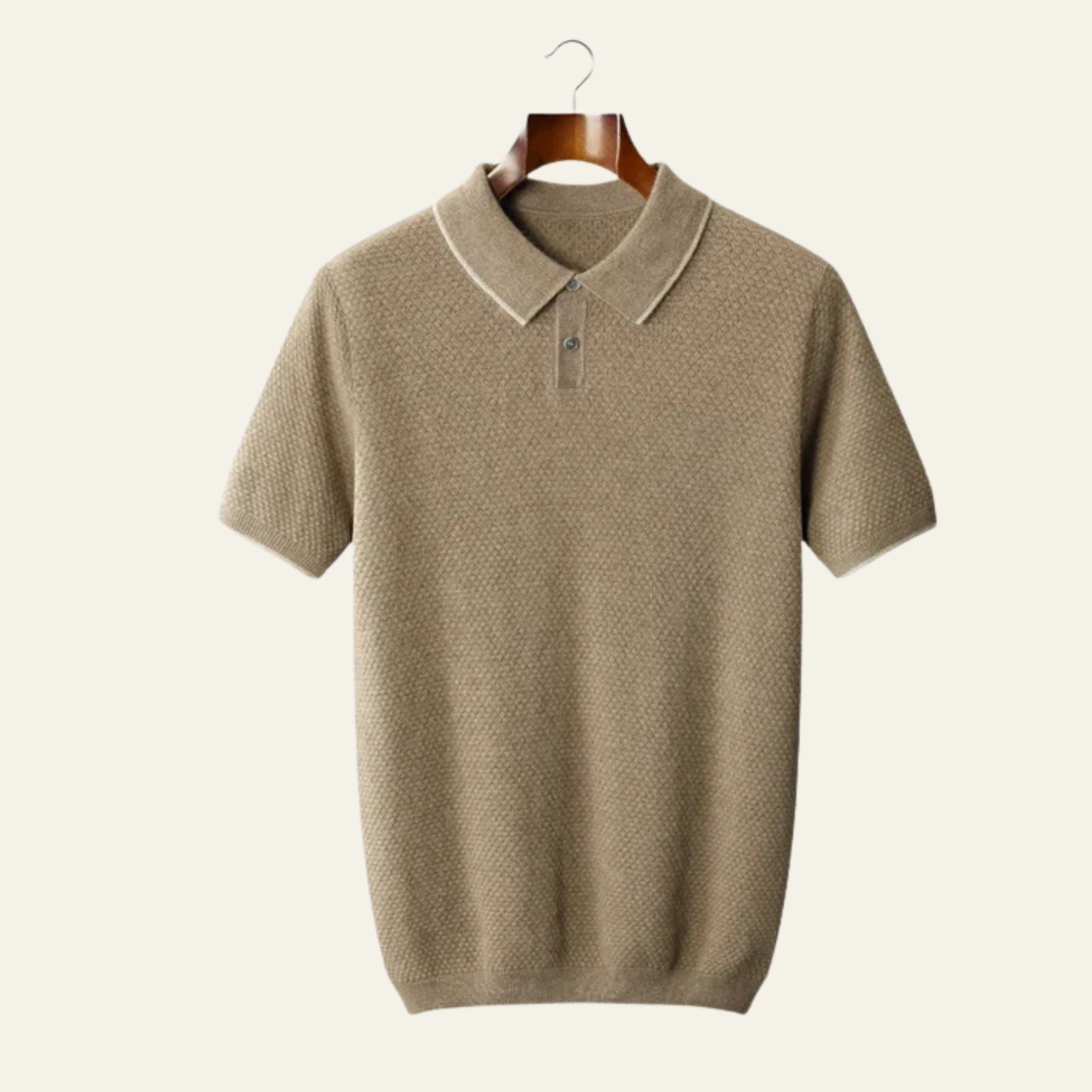 Men’s Two-Tone Merino Wool & Cashmere Polo | Short Sleeve