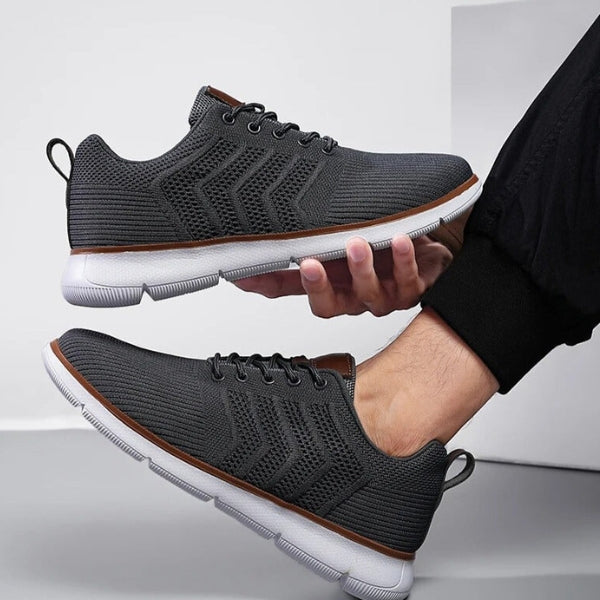 Men’s Lace-Up Sneakers | Flexible Knit-Textured Athletic Shoes