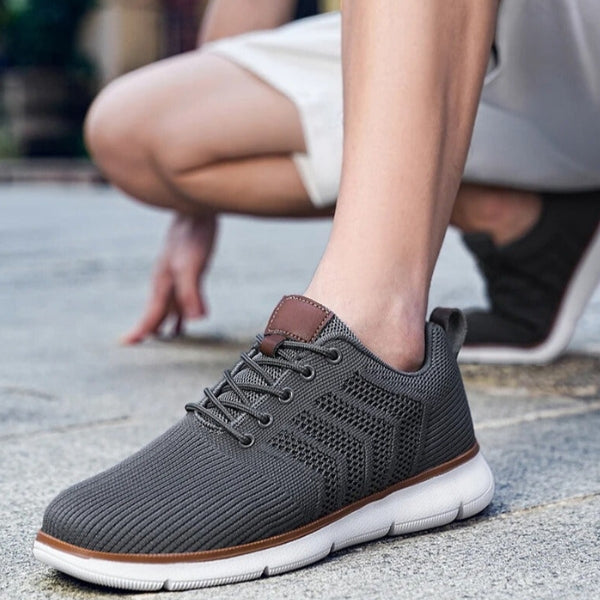 Men’s Lace-Up Sneakers | Flexible Knit-Textured Athletic Shoes