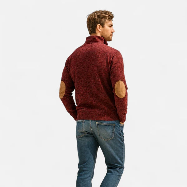 Men’s Quarter-Zip Sweater | Knit with Suede Trim