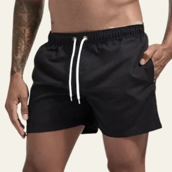 Men’s Drawstring Swim Shorts | Mid-Length Elastic Waist Swimwear