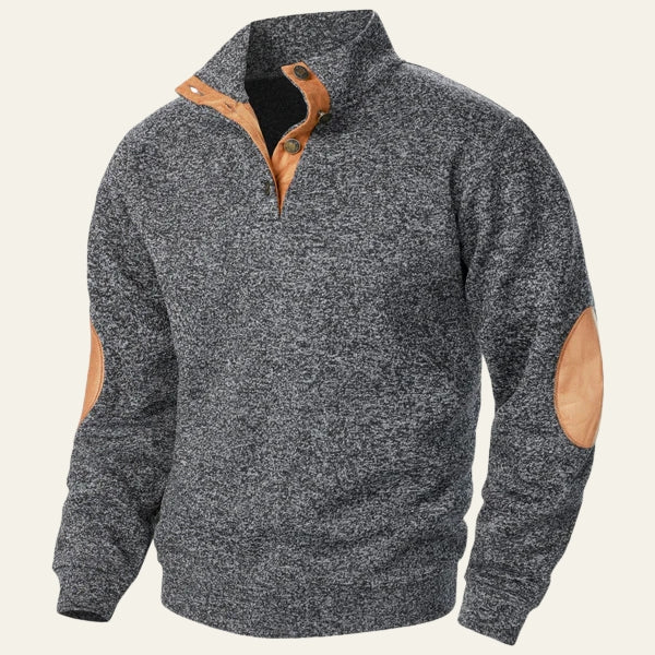 Men’s Quarter-Zip Sweater | Knit with Suede Trim