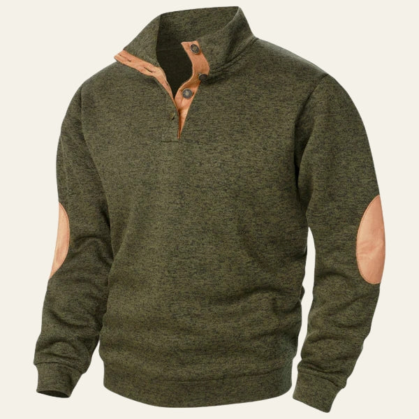 Men’s Quarter-Zip Sweater | Knit with Suede Trim