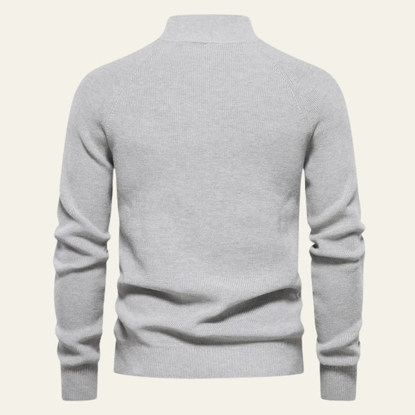 Men’s Zip-Neck Knit Pullover | Long Sleeve, Ribbed Cuffs