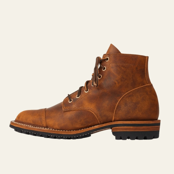 Men’s Cap-Toe Boots | Vegan Leather Lace-Up Footwear
