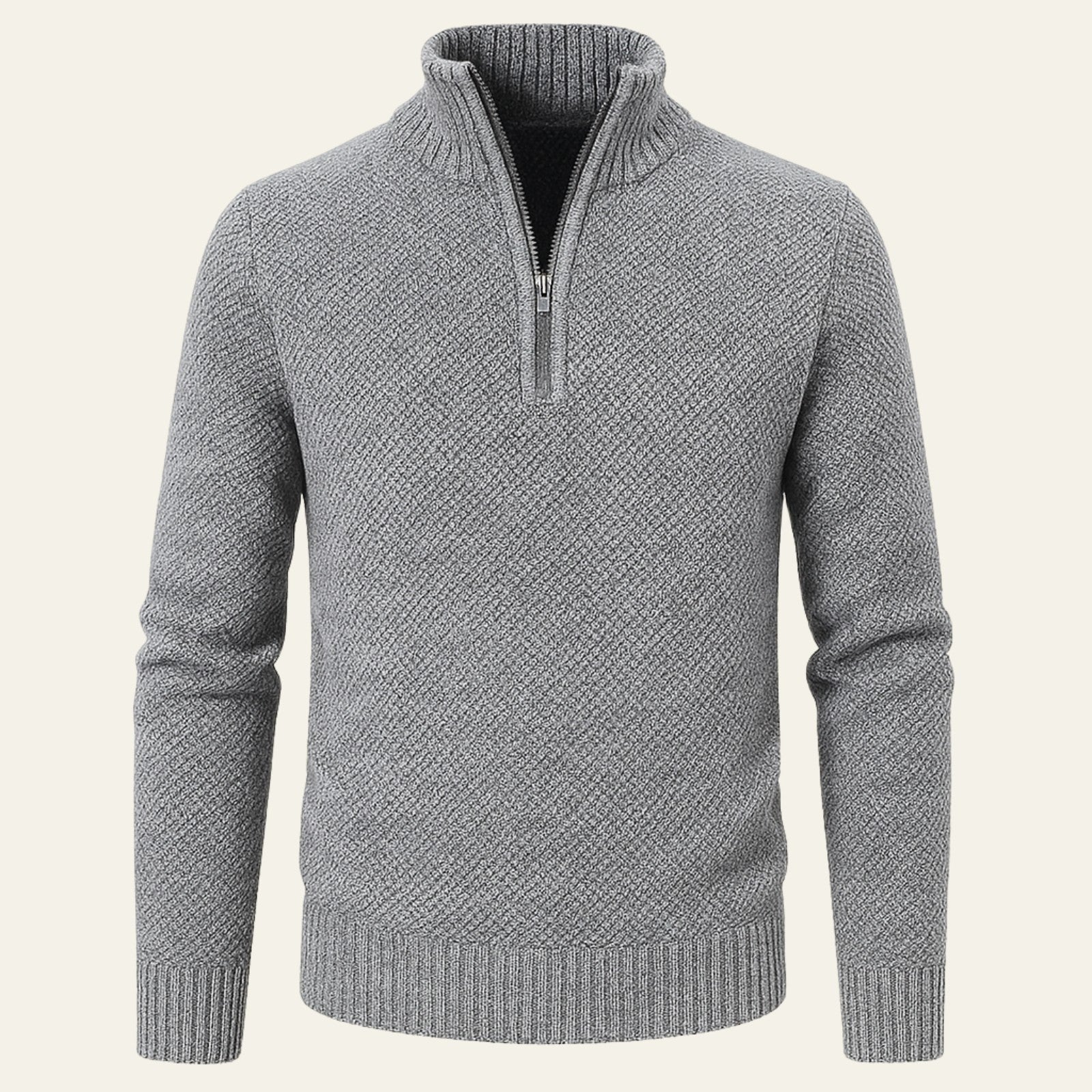 Men’s Textured Quarter Zip Sweater | Polyester