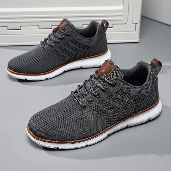 Men’s Lace-Up Sneakers | Flexible Knit-Textured Athletic Shoes