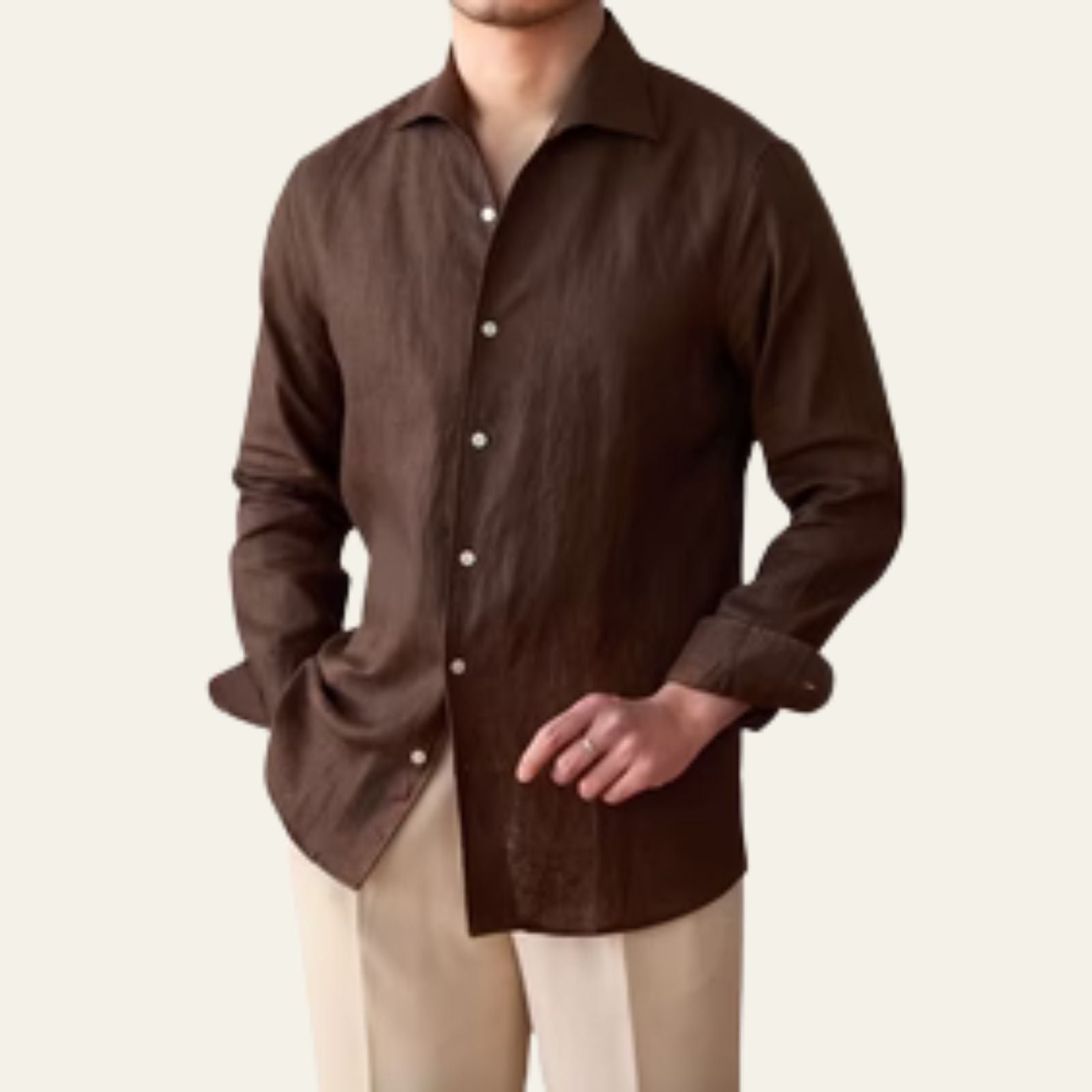 Men’s Linen Blend Long Sleeve Shirt – Casual