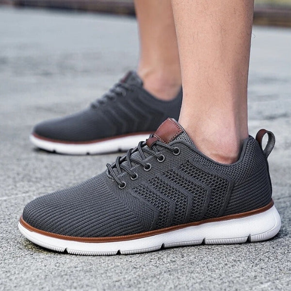 Men’s Lace-Up Sneakers | Flexible Knit-Textured Athletic Shoes