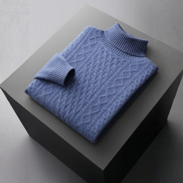 Men’s Merino Wool Cable Turtleneck Sweater