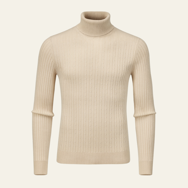Men’s Ribbed Knit Turtleneck Sweater | Long Sleeve