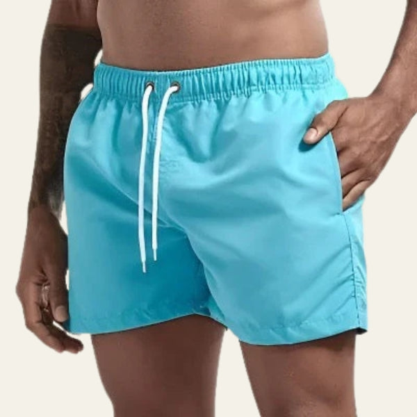 Men’s Drawstring Swim Shorts | Mid-Length Elastic Waist Swimwear