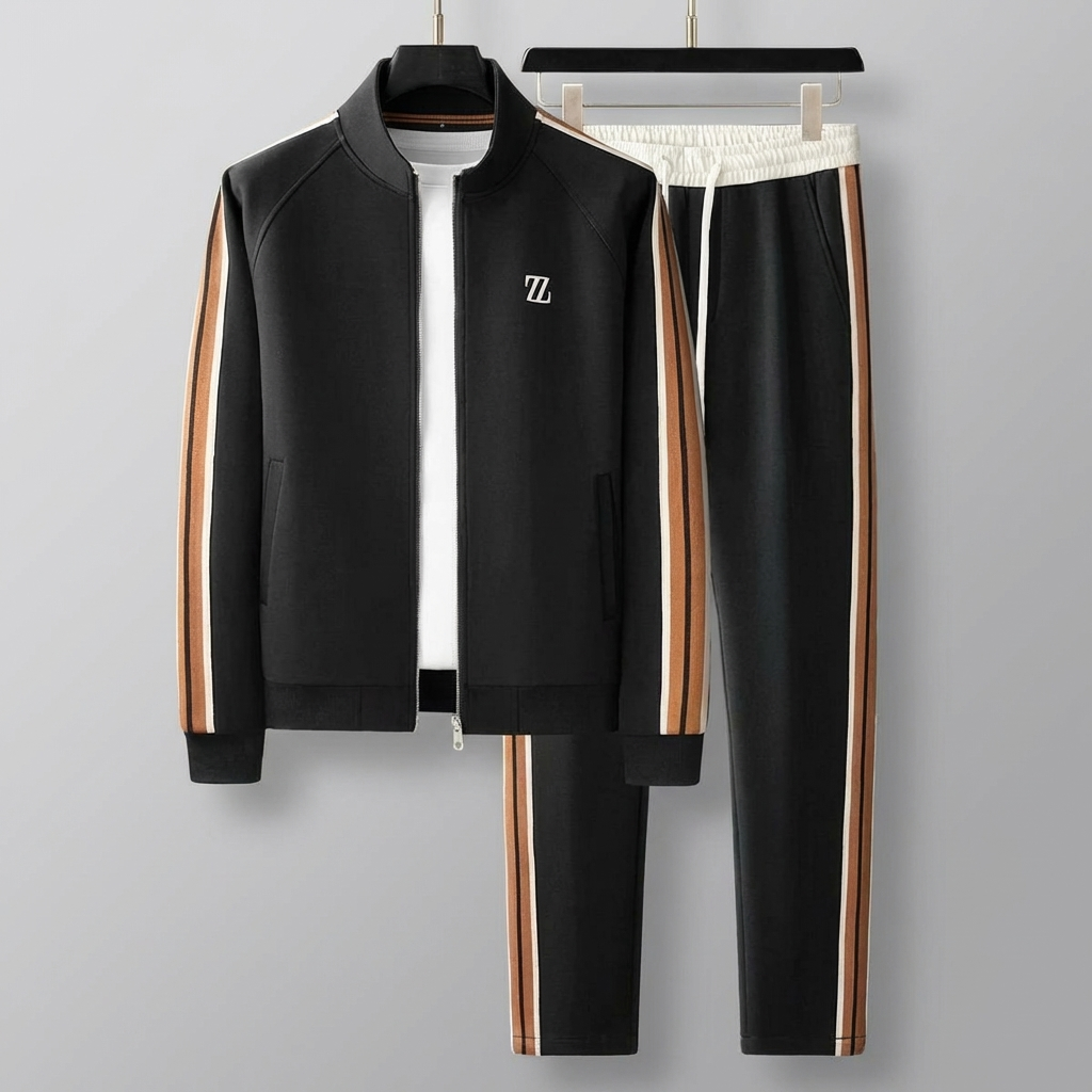 MEN’S TRACKSUIT | TWO-PIECE | KNIT | CONTRAST STRIPES