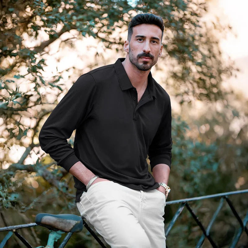 Men’s Long-Sleeve Polo | Quick-Dry Knit