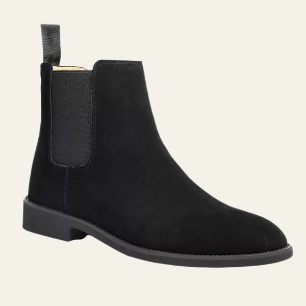 Men’s Chelsea Boots | Black Vegan Suede Slip-On Ankle Shoes