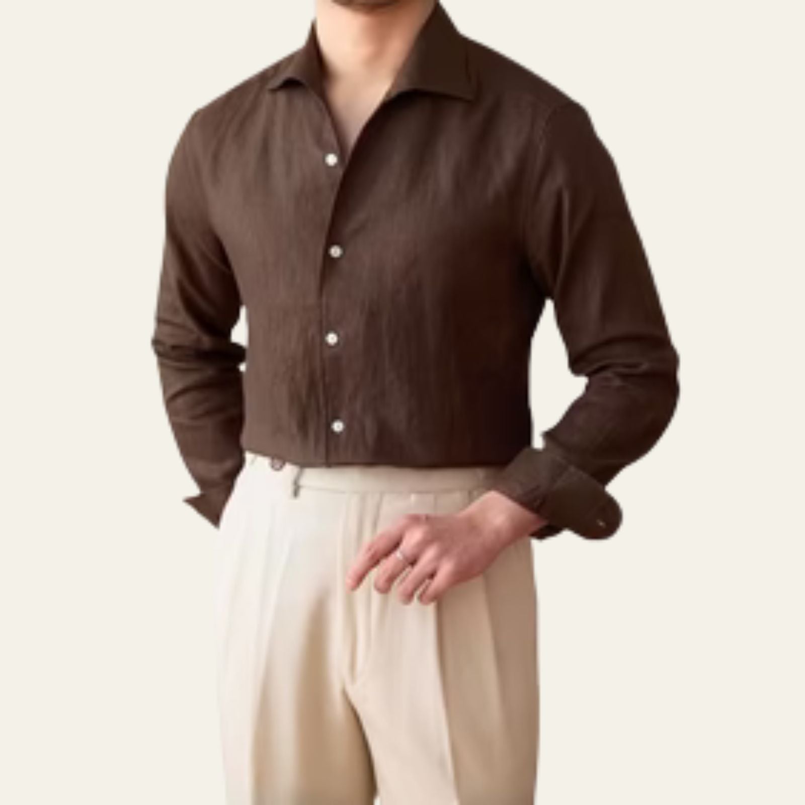 Men’s Linen Blend Long Sleeve Shirt – Casual