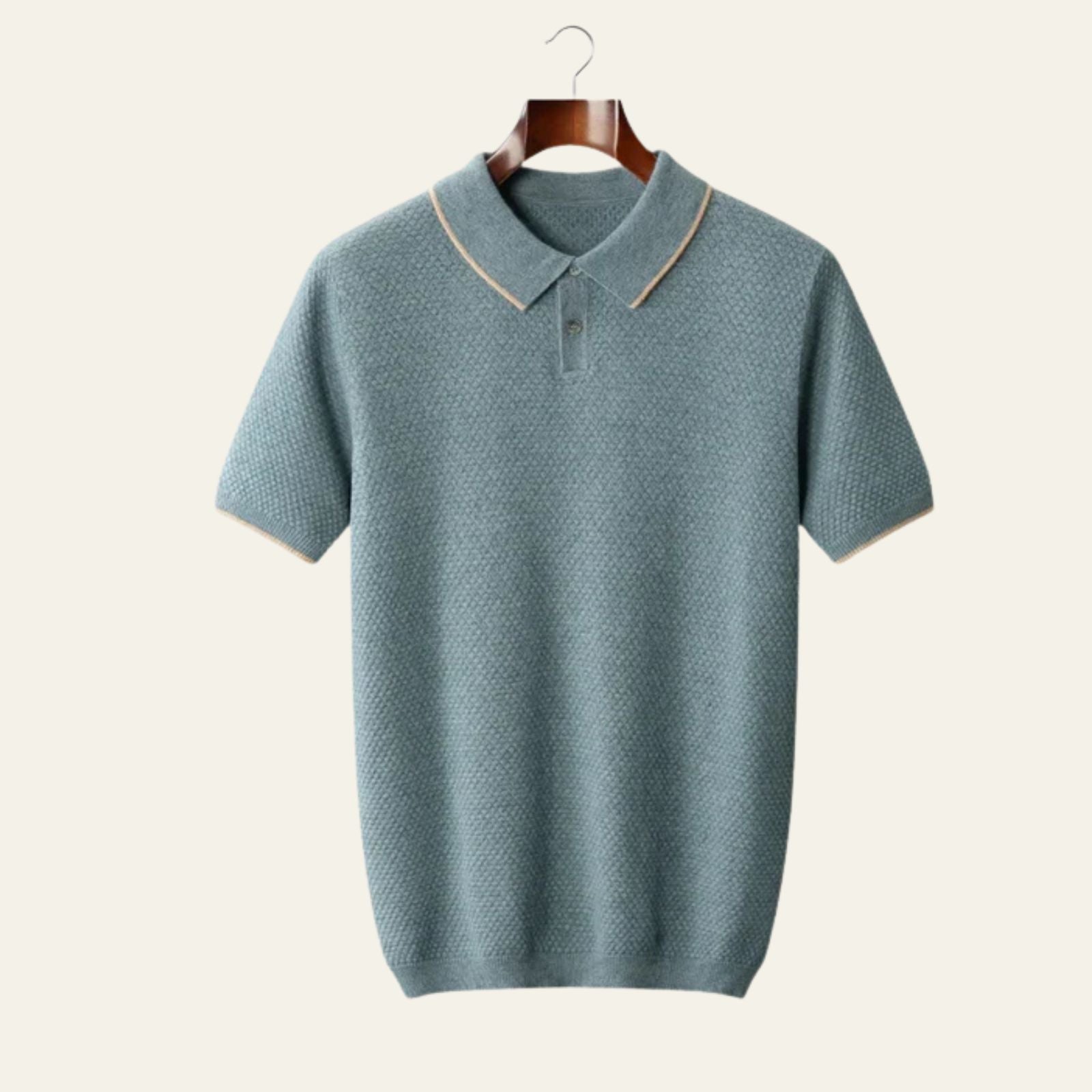 Men’s Two-Tone Merino Wool & Cashmere Polo | Short Sleeve