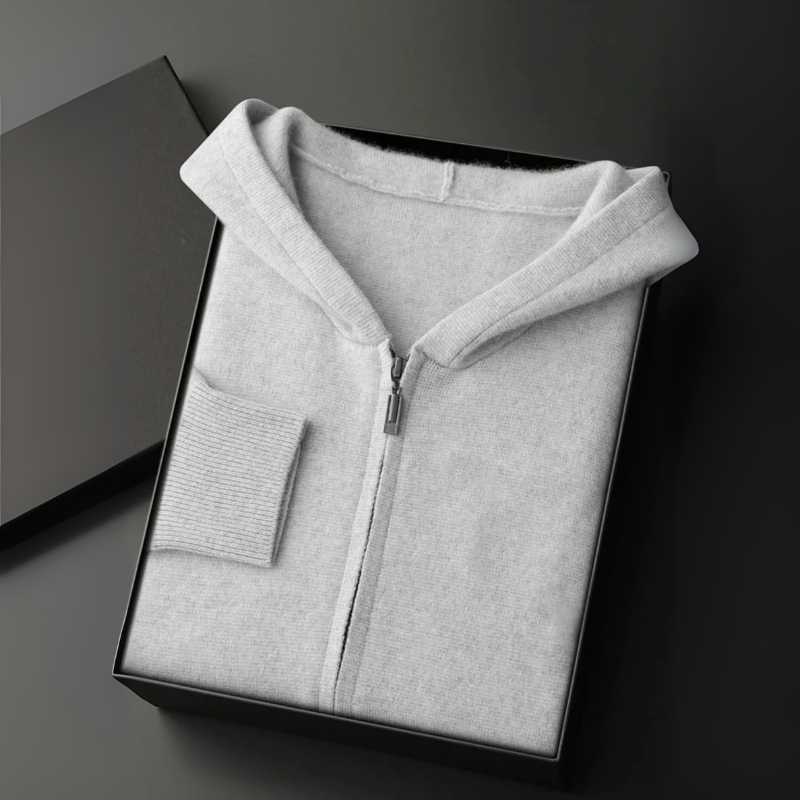 Men’s Hooded Zip Sweater | Wool Blend