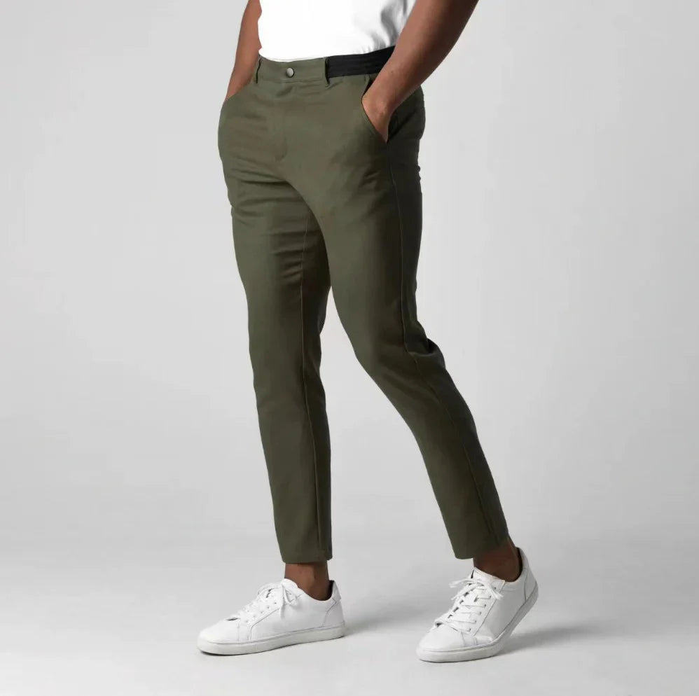 Men’s Slim Fit Stretch Pants | Tapered Leg Tailored Trousers