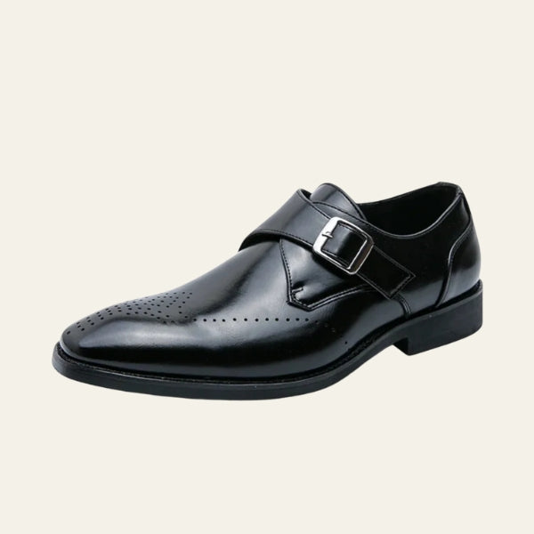 Men’s Monk Strap Loafers | Black Vegan Leather Slip-On Shoes