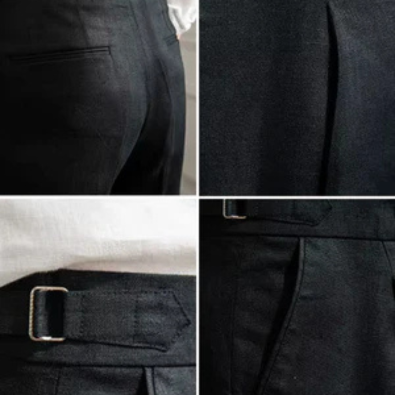 Men’s Pleated Linen Blend Trousers | Straight Leg