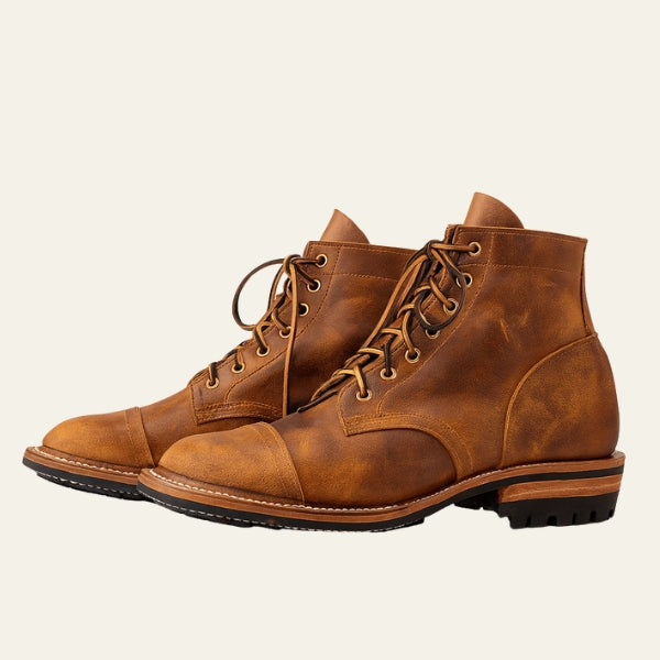 Men’s Cap-Toe Boots | Vegan Leather Lace-Up Footwear