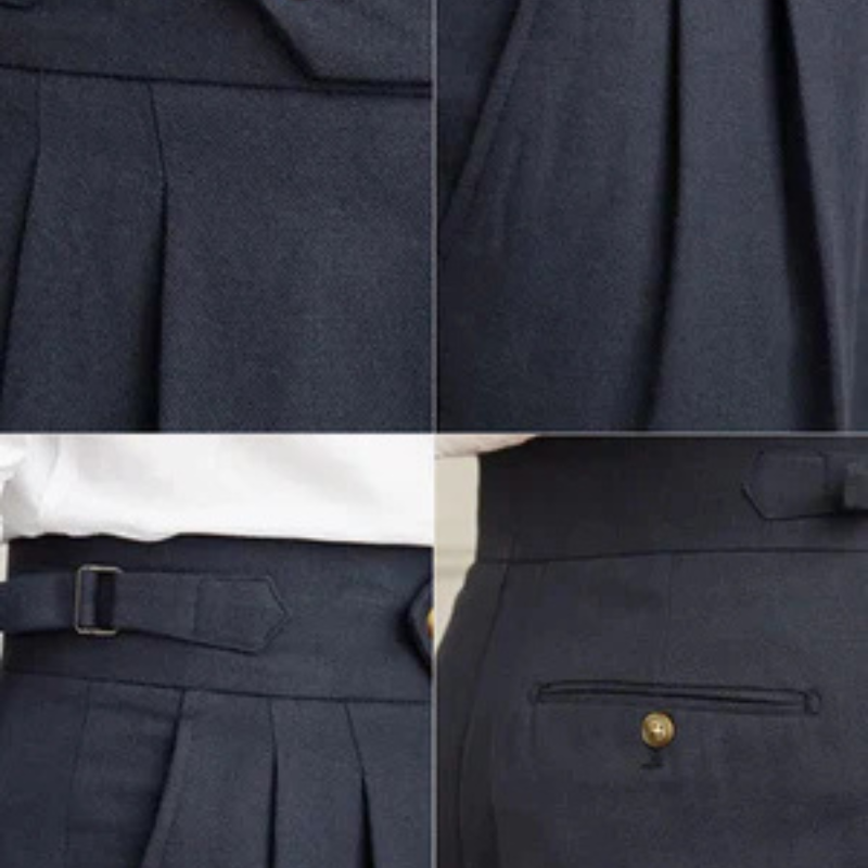 Men’s Pleated Linen Blend Trousers | Straight Leg