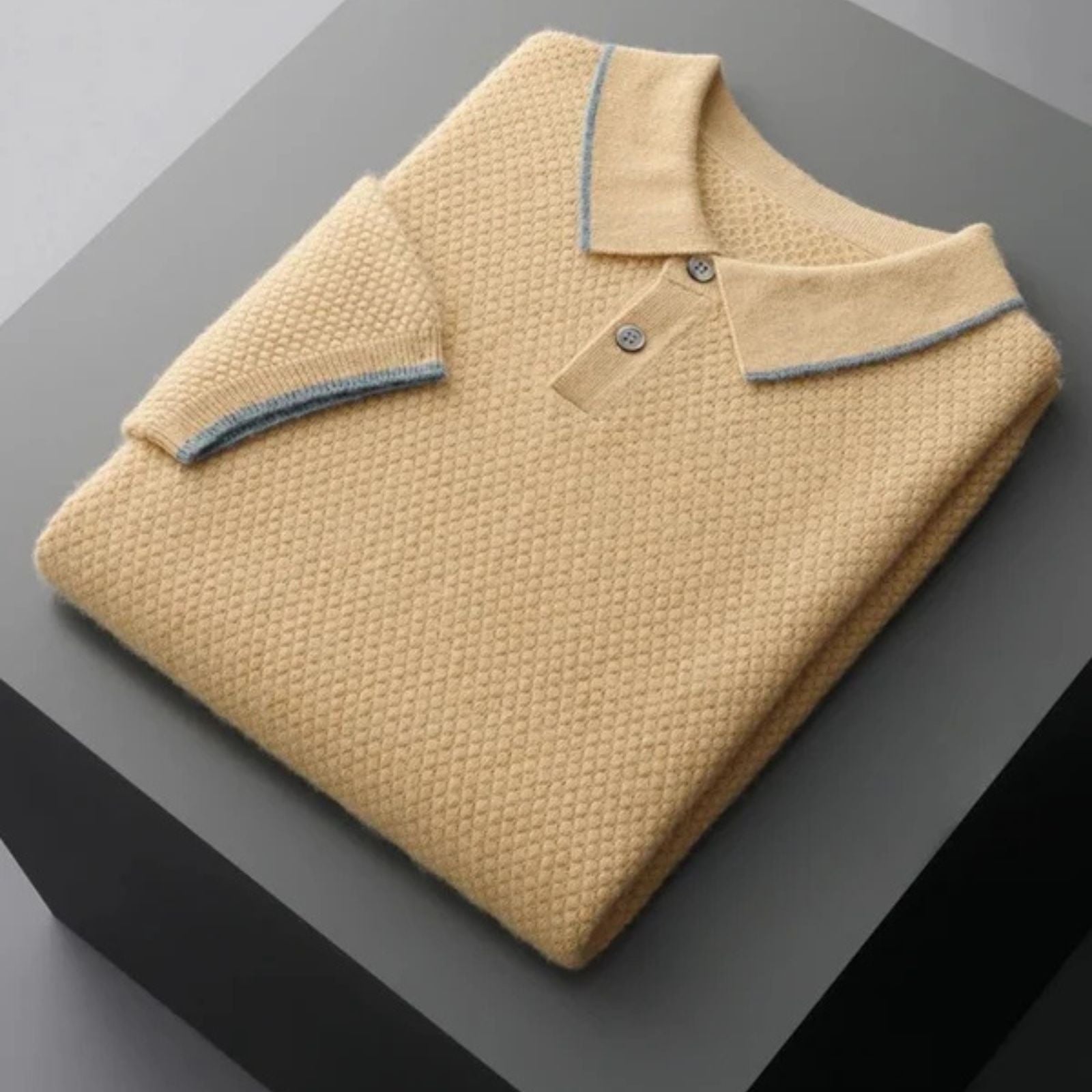 Men’s Two-Tone Merino Wool & Cashmere Polo | Short Sleeve