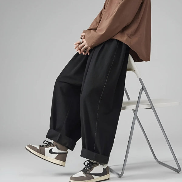 Men’s Elastic Waist Wide-Leg Trousers