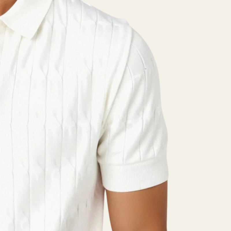 Men’s Textured Knit Polo | Short Sleeve Design