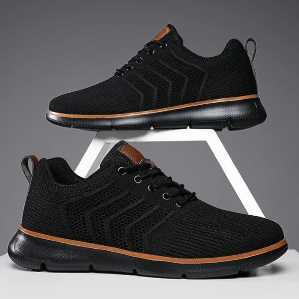 Men’s Lace-Up Sneakers | Flexible Knit-Textured Athletic Shoes