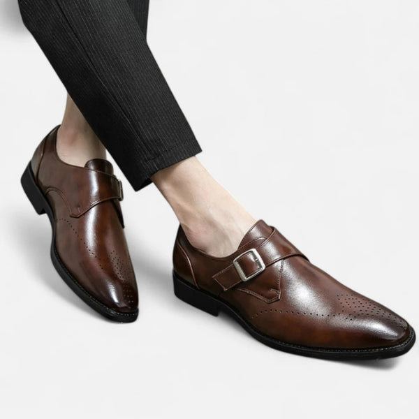 Men’s Monk Strap Loafers | Black Vegan Leather Slip-On Shoes