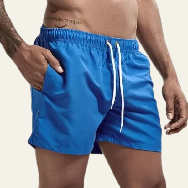 Men’s Drawstring Swim Shorts | Mid-Length Elastic Waist Swimwear