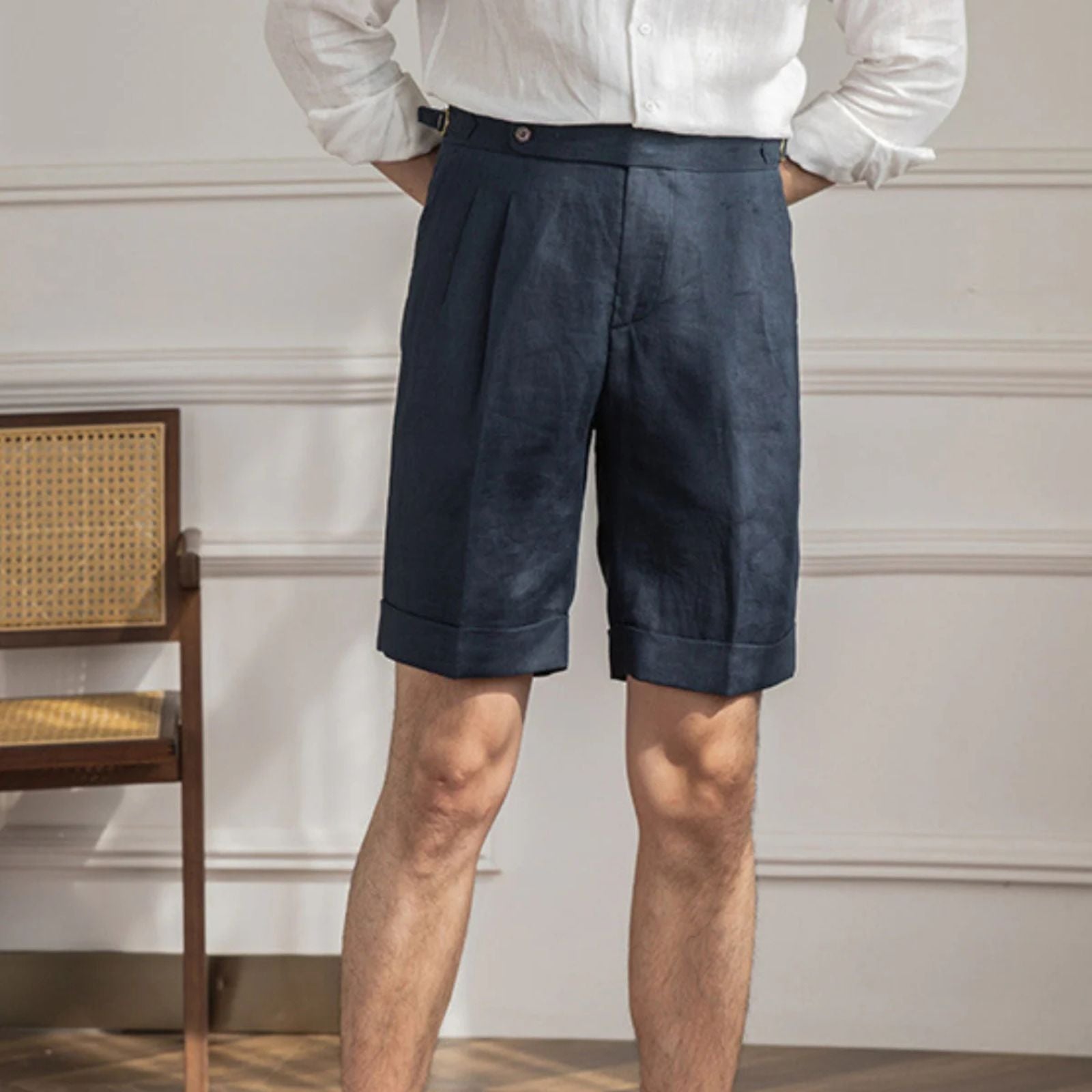 Men’s Linen-Blend Shorts | Straight-Leg Summer Pants