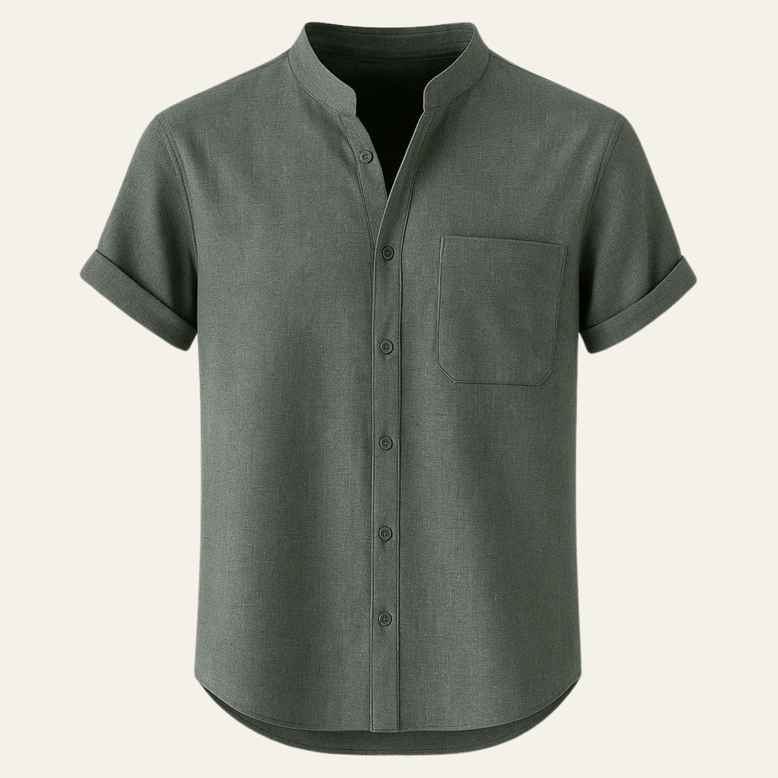 Men’s Button-Up Shirt | Polyester-Linen Blend