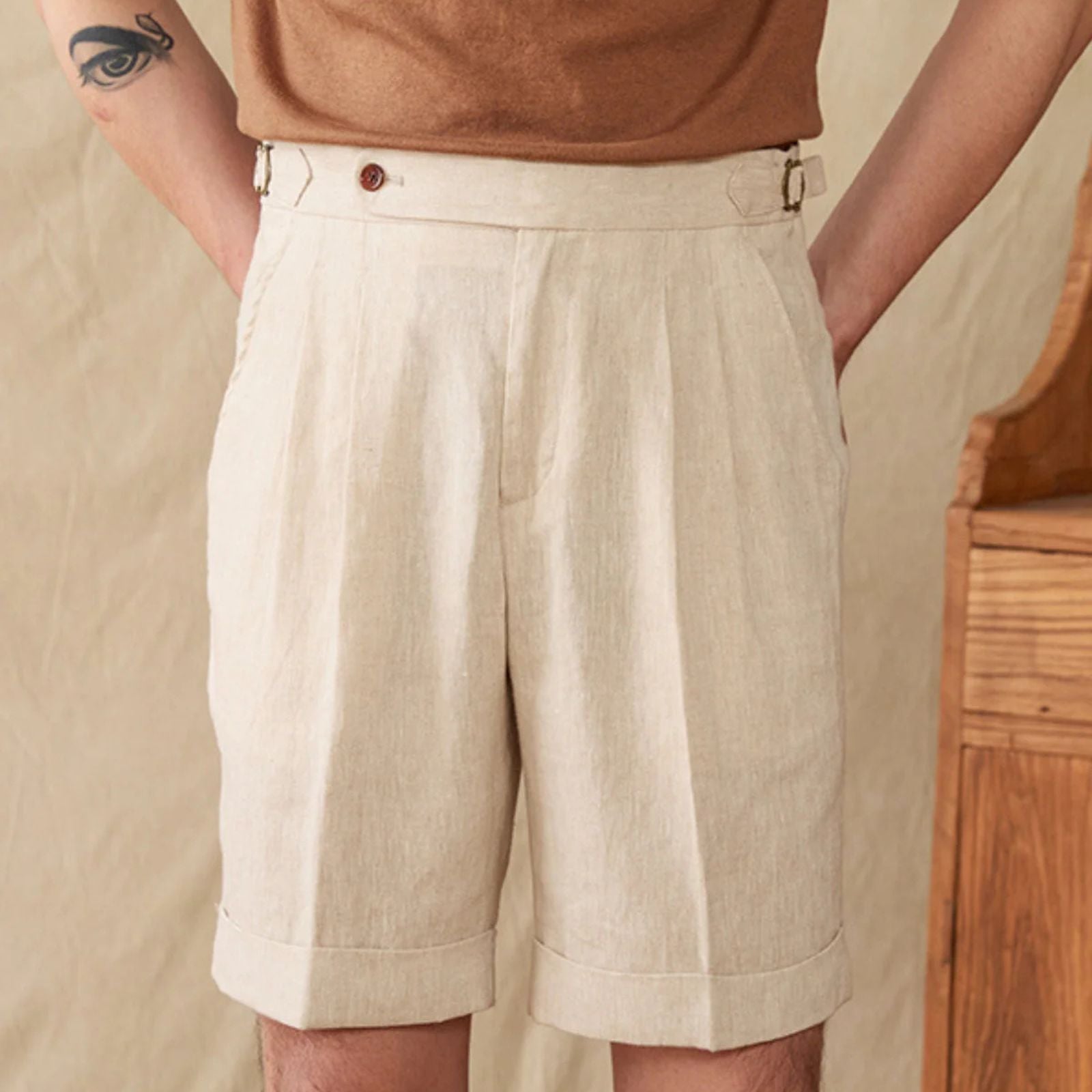 Men’s Linen-Blend Shorts | Straight-Leg Summer Pants