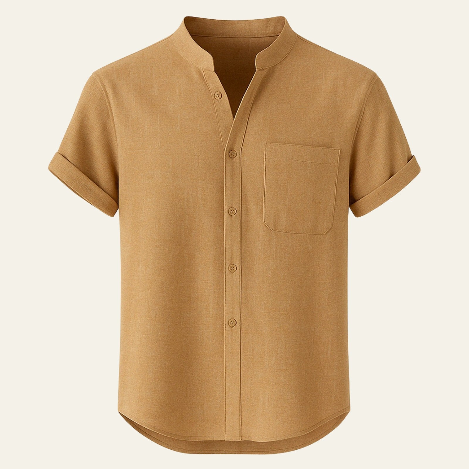 Men’s Button-Up Shirt | Polyester-Linen Blend