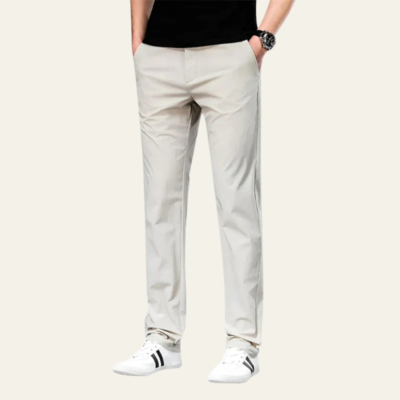 Men’s Cotton Stretch Chino Trousers | Straight Loose Fit
