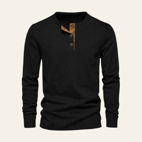 Men’s Corduroy Henley Shirt | Long Sleeve Knit