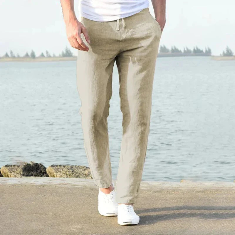 Men’s Eco-Linen Drawstring Summer Trousers – Relaxed Fit
