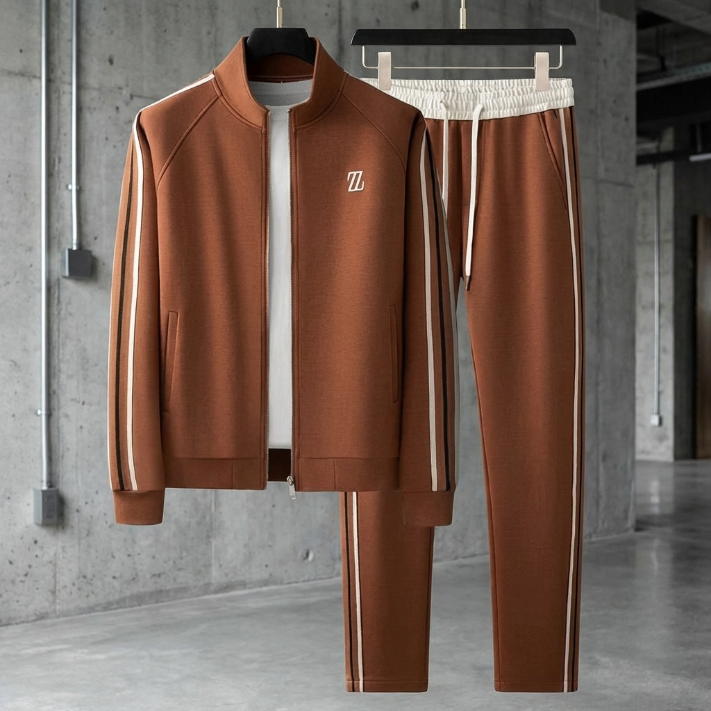 MEN’S TRACKSUIT | TWO-PIECE | KNIT | CONTRAST STRIPES