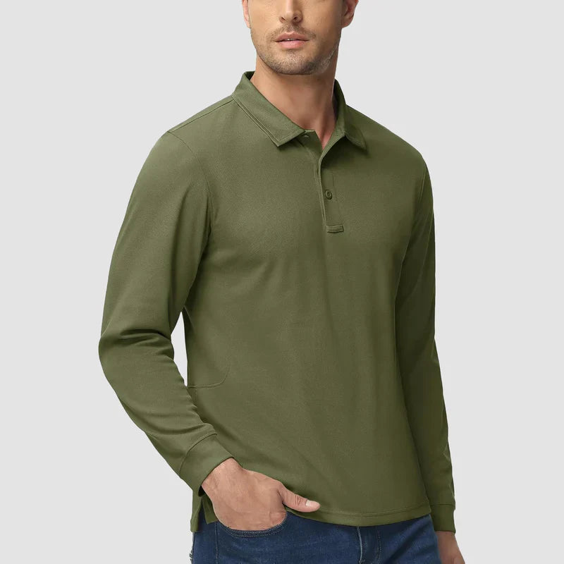 Men’s Long-Sleeve Polo | Quick-Dry Knit