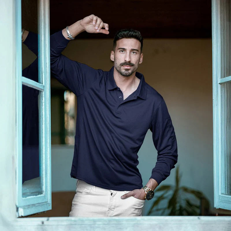 Men’s Long-Sleeve Polo | Quick-Dry Knit